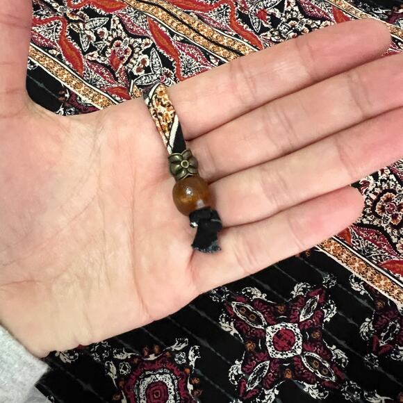 Mason & Belle SMALL Black Axelle Tie Front Top - Stitch Fix Boho Bead Detail - Picture 9 of 13